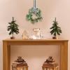 Merry Christmas Decorations Wreath Hanging Wreath Kitchen Cabinet Wreath with Buffalo Plaid Bow Black and White Check Bow Faux Greenery Leaves Wreath for Front Door Wall Window Porch(green 1) view 3