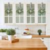 Merry Christmas Decorations Wreath Hanging Wreath Kitchen Cabinet Wreath with Buffalo Plaid Bow Black and White Check Bow Faux Greenery Leaves Wreath for Front Door Wall Window Porch(green 1) view 4