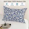 100% Pure Mulberry Silk Pillowcase King Size for Hair and Skin,Navy Blue Real Silk Pillow Cases with Zipper,Soft and Cooling,Both Sides Natural Slip Silk,Floral Print,1pc(20"x36", Pattern6) view 4