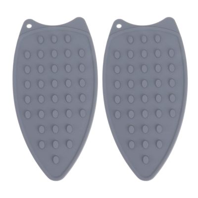 2 Pcs Thicker Silicone Iron Rest Pads, Multipurpose Heat Resistant Iron Mat, Durable Mini Silicone Iron Pad Protective Pads for Iron to Protect Your Table During Ironing(Gray)