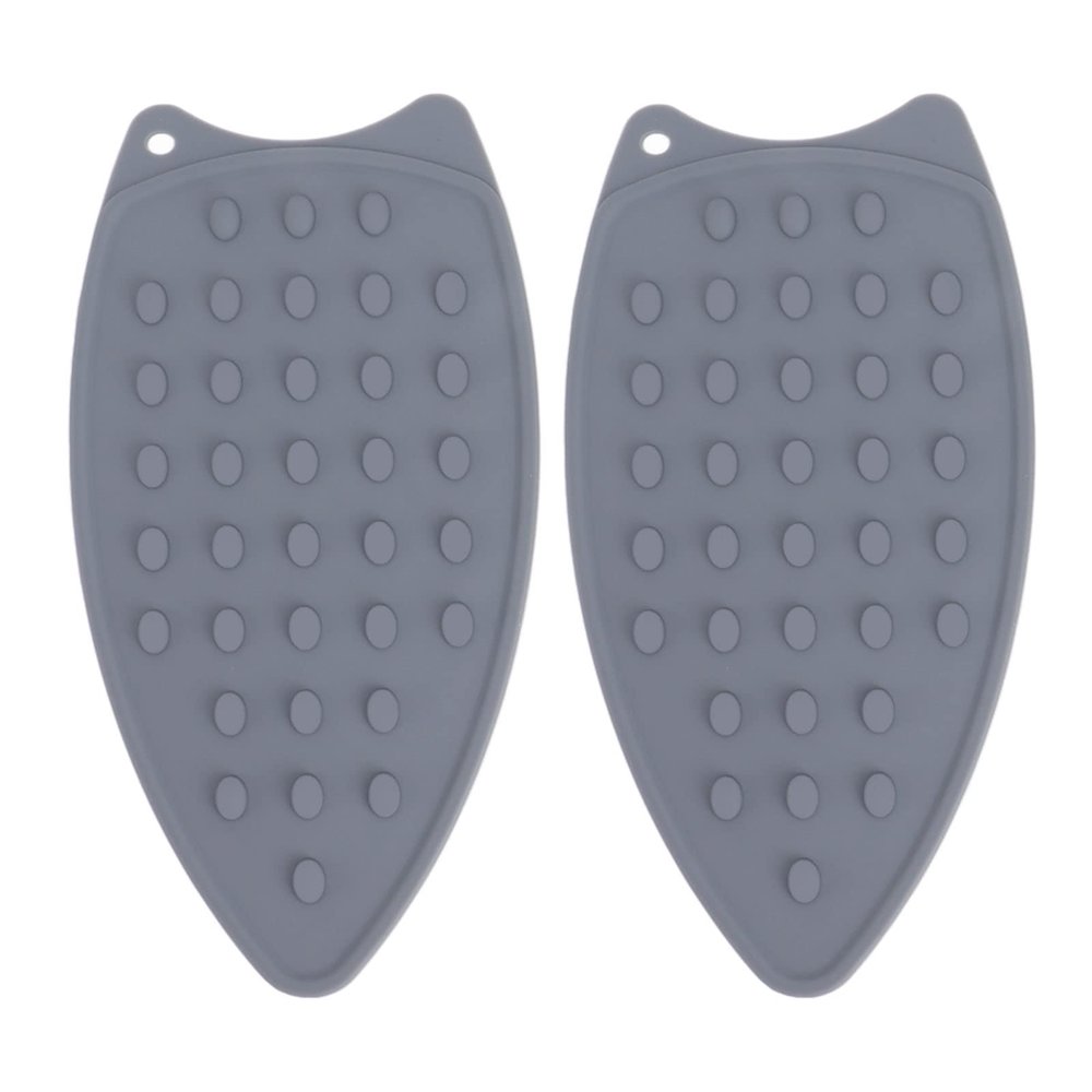2 Pcs Thicker Silicone Iron Rest Pads, Multipurpose Heat Resistant Iron Mat, Durable Mini Silicone Iron Pad Protective Pads for Iron to Protect Your Table During Ironing(Gray)