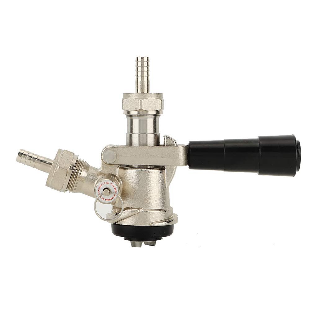 304 Stainless Steel Beer Keg Coupler, D Type Keg Tap Dispenser with Safety Pressure Relief Valve, Beer Tap Coupler, Beer Brewing Kegging Equipment for Home Brewing