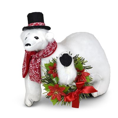 Annalee Poinsettia Polar Bear, 8 in Collectible Figurine