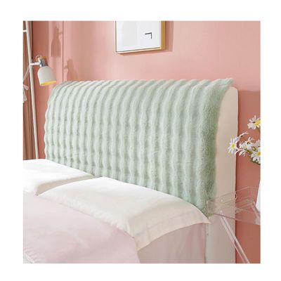 XGANGM Thicken Velvet Bed Headboard Cover Super Soft Comfotable Short Plush Bed Head Slipcover for Full/King Size Queen Size Twin Bed Washable Headboard Protector,Light Green,220cm/86.6in