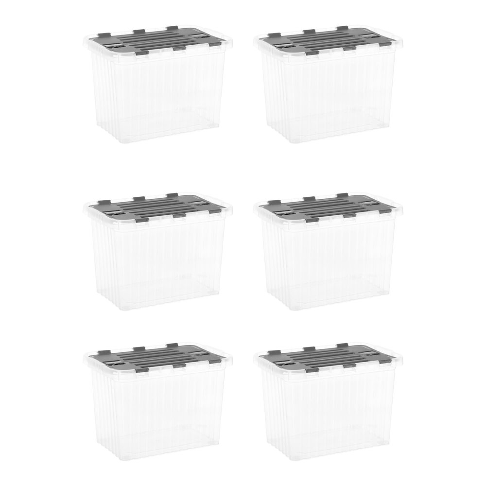 Superio 6-Pack Clear Storage Bins with Lids (15"x10"x10.25") - Stackable Plastic Containers, BPA-Free, Odor-Free, Home/Office/Dorm Organizers, 17 Quart