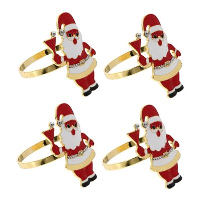 ABOOFAN 4pcs Christmas Napkin Rings Rhinestone Accessories Napkin Holders for Tables Wedding Accessories Christmas Santa Napkin Rings s Napkins and Rings Santa Claus