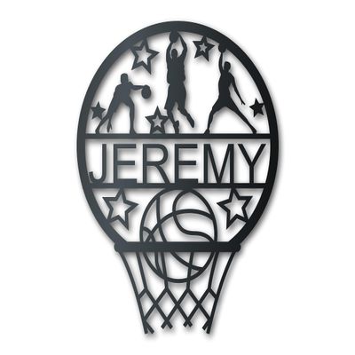 24 Hour Crafts Custom Metal Basketball Hoop Wall Art - Metal Sports Sign - 14 Color Options