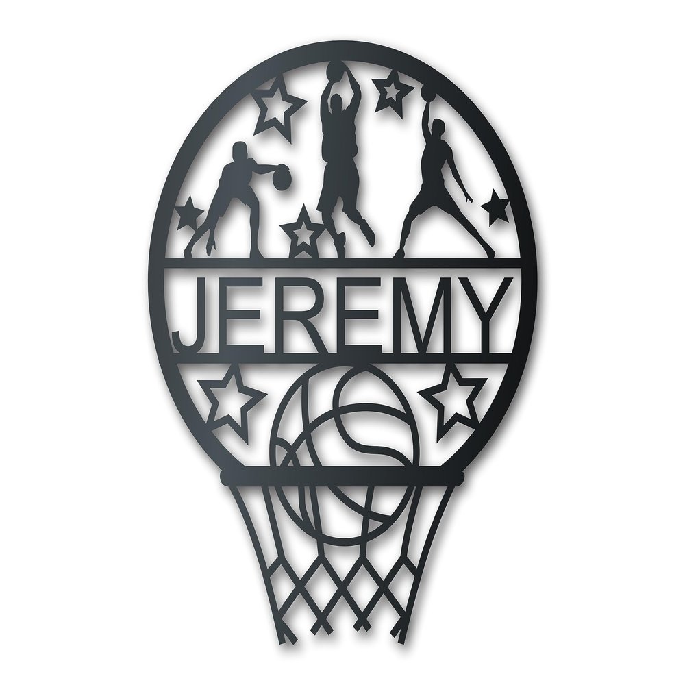 24 Hour Crafts Custom Metal Basketball Hoop Wall Art - Metal Sports Sign - 14 Color Options