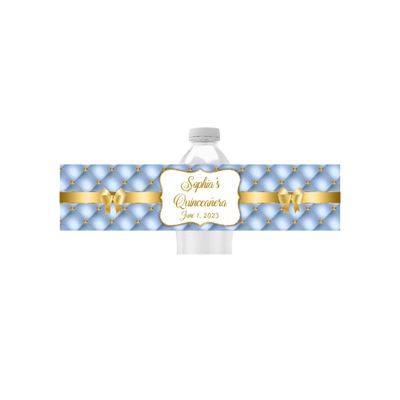 Cathy Wraps Personalized Water Bottle Labels, Birthday Party Favors, Pack of 25 Peel and Stick Waterproof Wrappers (Baby Blue)