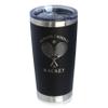 Causing A Racket - Insulated Coffee Tumbler Cup with Sliding Lid - Stainless Steel Insulated Mug - Funny Tennis Themed Decor and Gifts for Men & Women - Black view 1