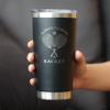 Causing A Racket - Insulated Coffee Tumbler Cup with Sliding Lid - Stainless Steel Insulated Mug - Funny Tennis Themed Decor and Gifts for Men & Women - Black view 3