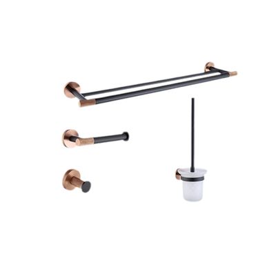Rose Gold Matte Black Stainless Steel Bathroom Hardware Towel Holder Roll Holder Toilet Brush Holder Bathroom Set,4 Pieces Set A