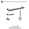 Rose Gold Matte Black Stainless Steel Bathroom Hardware Towel Holder Roll Holder Toilet Brush Holder Bathroom Set,4 Pieces Set A view 2