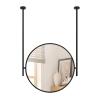 Drsyffsup Round Bathroom MirrorBlack Circle Wall Mirror with Metal Frame and Double BoomsLarge Nordic Ceiling Hanging Mirrors for Bathroom Vanity (Size : Diameter-60CM/23.6INCH) view 1