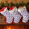 Purple White Checkered Christmas Stockings Large Hanging Stockings Christmas Ornaments for Family Personalized Gifts Xmas Tree Decorations Modern Irregular Geometric view 2