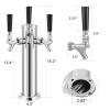 MRbrew 3 Tap Draft Beer Tower, SS 3'' Kegerator Tower & Stainless Core Self-Closing Faucet Pre-assembled Keg Tower Support Countertop and Kegerator Installation for Home, Bar, Party Beer Dispenser view 2