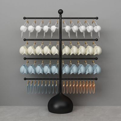 60-150cm Coat Rack Stand, Underwear Display Stands, Freestanding Clothing Store Boutiques Retail Lingerie Garment Rack, Commercial Shelves for Socks Bra Panties Scarves Storage ( Color : Black , Size