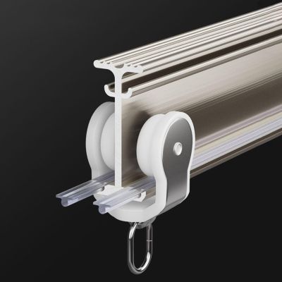 Balcony Sliding Curtain Track Flexible Bendable, Wall Mounted Metal Curtain Rod for Bay Window 1.5 2.5 3.5 4.5 5.5 6.5 8.5 m, Outdoor Patio Curved Curtain Rail ( Color : Champagne , Size : 32ft/9.7m )