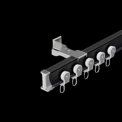 Balcony Sliding Curtain Track Flexible Bendable, Wall Mounted Metal Curtain Rod for Bay Window 1.5 2.5 3.5 4.5 5.5 6.5 8.5 m, Outdoor Patio Curved Curtain Rail ( Color : Black , Size : 32ft/9.7m )