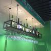 Ceiling Wine Glass Rack - Hanging Wine Rack with Glass Holder and Shelf, Height Adjustable Industrial Hanging Wine Bottle Holder, Black Metal Ceiling Shelf for Bar Cafe Kitchen (639.88.6in) view 1