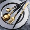 30-Pieces Black Gold Silverware Set Flatware Cutlery Set for 6 Forks Utensil Sets Home Essentials for New Home Kitchen Mirror Polished Ergonomic Durable Birthday Party Best Gift Combo view 3