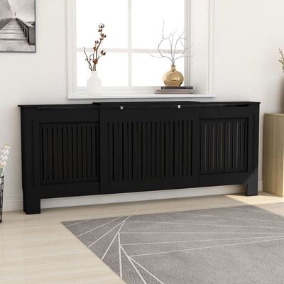 GOLINPEILO MDF Household Living Room Heater Heating Side Stand Radiator Cover Cabinet Shelf, Radiator Cover Heating Cabinet Shelf, Black/Vertical Style, 80.7"x8.1"x32.1"