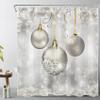 LB Christmas Shower Curtain Decor, Gold and Silver Xmas Ball New Year Winter Holiday Grey Shower Curtain for Bathroom 72x72 Inch Polyester Fabric Bathroom Decoration Bath Curtains Hooks Included view 1