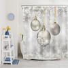 LB Christmas Shower Curtain Decor, Gold and Silver Xmas Ball New Year Winter Holiday Grey Shower Curtain for Bathroom 72x72 Inch Polyester Fabric Bathroom Decoration Bath Curtains Hooks Included view 3