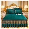 Luxury Velvet Bed Skirts Full /King/Queen 3 Piece Quilted Mattress Protective Cover with 2 Pillow, Thick Cover Bed Skirt with Bedskirt, 18 Inches Deep Ruffle Drop Fitted Sheet Bedspread ( Color : #3 , view 1