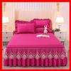 Luxury Velvet Bed Skirts Full /King/Queen 3 Piece Quilted Mattress Protective Cover with 2 Pillow, Thick Cover Bed Skirt with Bedskirt, 18 Inches Deep Ruffle Drop Fitted Sheet Bedspread ( Color : #38 view 1