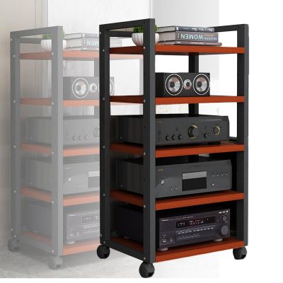 YLQFGUVWK 5 Tiers AV Media Stand Corner Wooden Corner Component Cabinet Stereo Audio Rack, Multifunctional Media Stereo Stand CD Player for Home/Office (Color : Style-2, Size : 60x40x100cm)