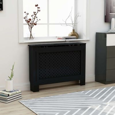 GOLINPEILO MDF Household Living Room Heater Heating Side Stand Radiator Cover Cabinet Shelf, Radiator Cover Heating Cabinet Shelf, Black/Cross Style, 44.1"x7.5"x32.1"