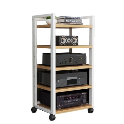 YLQFGUVWK 5-Tier AV Media Stand Corner Wooden Corner Component Cabinet Stereo Audio Rack, Multifunctional Media Stereo Stand CD Player for Home/Office (Color : Style-3, Size : 60x40x100cm)