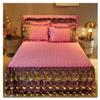 Luxury Velvet Bed Skirts Full /King/Queen 3 Piece Quilted Mattress Protective Cover with 2 Pillow, Thick Cover Bed Skirt with Bedskirt, 18 Inches Deep Ruffle Drop Fitted Sheet Bedspread ( Color : #26 view 1
