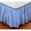 Ruffled Bed Skirt King 24" Inch Drop Dust Ruffle with Platform, 100% Cotton 800 Thread Count, Wrinkle and Fade Resistant Dust Ruffle Navy Blue Stripe view 1