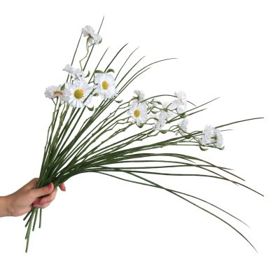 LNGODEHO 8pcs Artificial Silk Daisy Plastic Flower Bouquet Realistic Stems DIY Greenery Shrubs Plants for Home Kitchen Garden Wedding Party Decor (White)