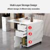 Extendable Drop Leaf Folding Dining Table, Wooden Folding Dining Table with Wheels & 3 Large Capacity Storage Spaces, Small Apartment Collapsible Table, Space Saving Foldable in 3 Forms ( Color : F ) view 4