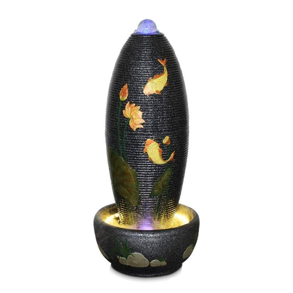 Small Indoor Water Fountain Water Features Outdoor Table Fountain Large Decorative Fountain with Goldfish Lotus Pattern Floor Egg Shape Fountain Waterfall