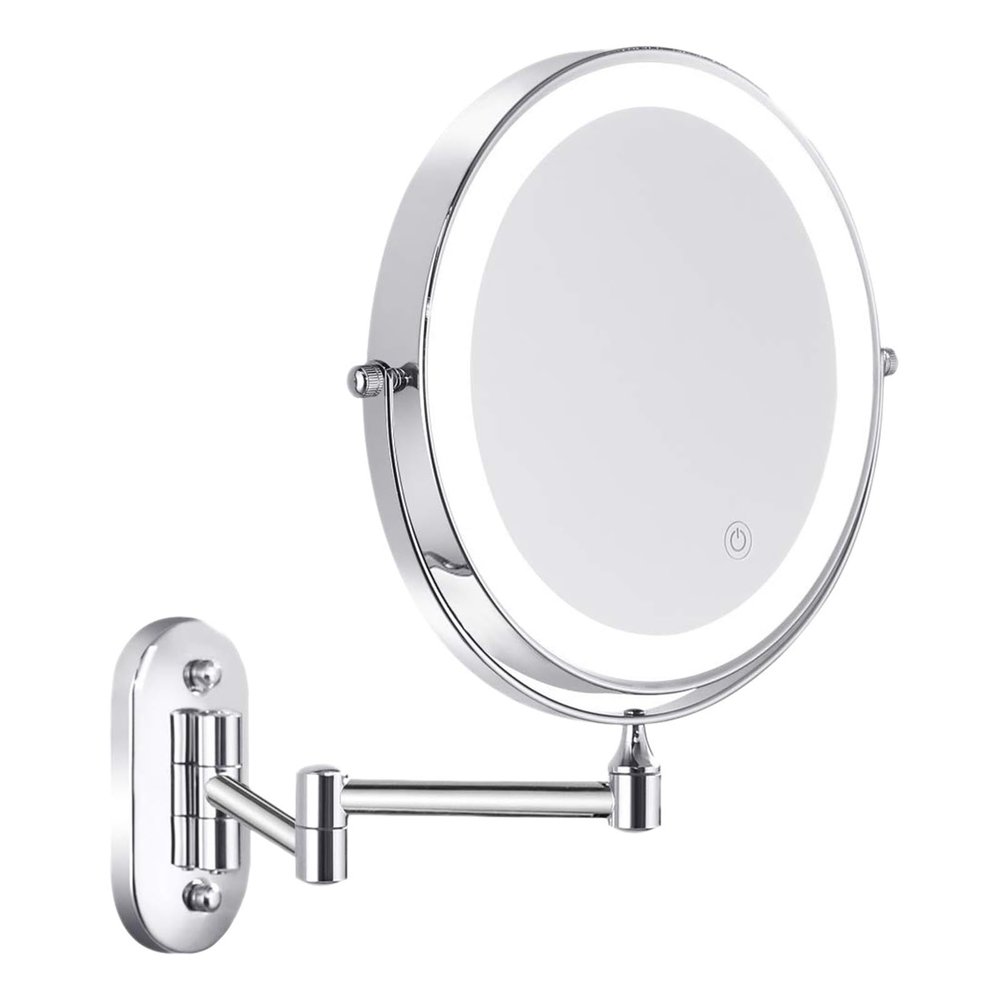 BebeXi Wall Mounted Vanity, Bathroom Bathtub, Make-up Mirror. 1X/5X Magnifying Vanity Mirror with LED Swivel Folding Lighting