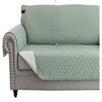 Quilted Sofa Cover Waterproof Couch Covers For 1 2 3 4 Seater Cushion Couch Super Soft Washable Slipcover Non-Slip Elastic Straps Dog Pets Proof Thick Furniture Protector ( Color : Grass Green , Size