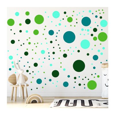 StickerDeen 500+ Assorted Polka Dot Circle Wall Stickers for Kids Bedroom Living Room, Classroom, Playroom Decor Removable Vinyl Wall Stickers Dots Wall Decals (Greens (Mixed))