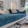 Huierxun Luxury Solid Color Chenille Sofa Cover Waffle Soft Sofa Slipcover Non-Slip Sectional Couch Covers Anti Cat Scratch Armrest Backrest Recliner Cover (Blue,36''x63'') view 4
