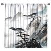 Asian Scenic Curtains, Traditional Ink Art Chinese Landscape Black Mountain Pine Tree Print Blackout Window Drapes for Living Room Bedroom Kitchen 42x63in view 1