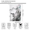 Asian Scenic Curtains, Traditional Ink Art Chinese Landscape Black Mountain Pine Tree Print Blackout Window Drapes for Living Room Bedroom Kitchen 42x63in view 2