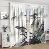Asian Scenic Curtains, Traditional Ink Art Chinese Landscape Black Mountain Pine Tree Print Blackout Window Drapes for Living Room Bedroom Kitchen 42x63in view 4