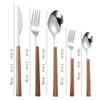 60-Pieces Silverware Set Wooden Handle Flatware Cutlery Set for 12 Forks And Spoons Utensil Sets Forks Silverware Home Essentials for New Home Kitchen Ergonomic Durable Mirror Polished view 3