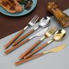 60-Pieces Silverware Set Wooden Handle Flatware Cutlery Set for 12 Forks And Spoons Utensil Sets Forks Silverware Home Essentials for New Home Kitchen Ergonomic Durable Mirror Polished view 4