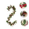 DOITOOL Xmas Red Berry Garland Leaves Artificial Christmas Wall Decor for Home Door and Tree for Holiday Festivities and Seasonal Decoration view 3