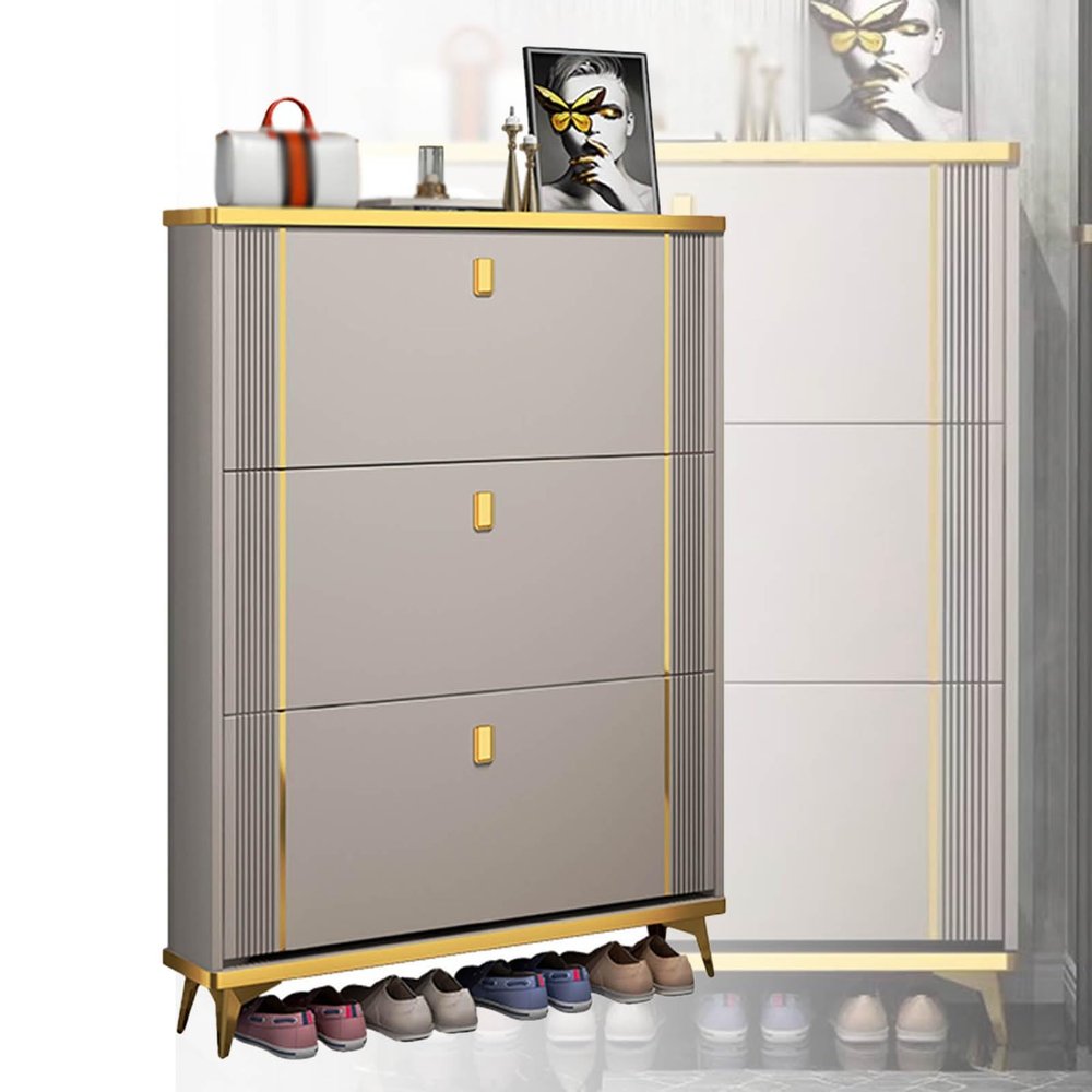 BXKCFYBSQ Slim Shoe Cabinet/Organizer with 3 Drop Down Door Storage Cabinets, Freestanding Shoe Rack for Living Room Entrance Hallway (Size : 60 * 17 * 120cm)