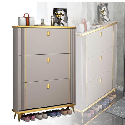 BXKCFYBSQ 3 Drawer Shoe Cabinet Cabinet Organizer, Light Gray Storage Cabinet, Freestanding Shoe Rack for Living Room Entrance Corridor (Size : 80 * 17 * 120cm)